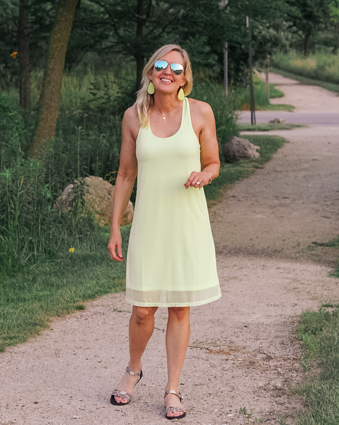 Neon Lime Green Summer Dress Doused in Pink